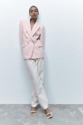 Текстурований двобортний блейзер , піджак. рожевий піджак Zara XL  новий 