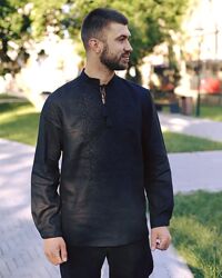 Вишиванка чоловіча льон чорний
