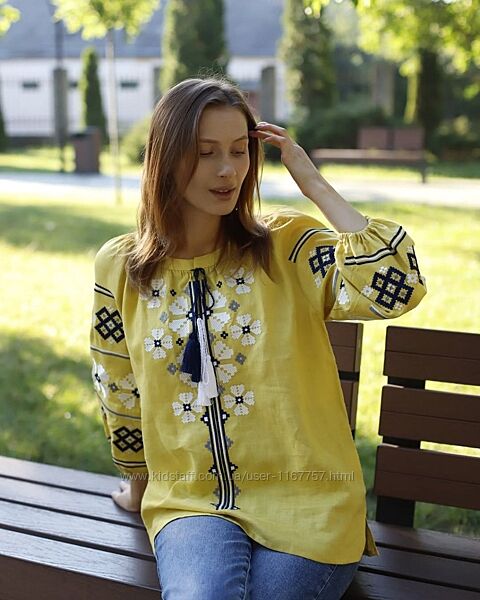 Вишиванка жіноча 7416 гірчиця