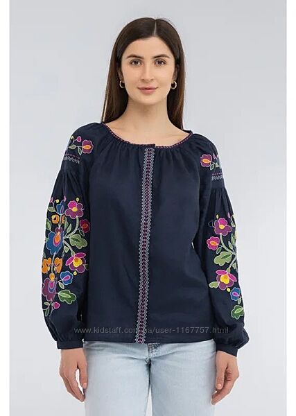 Вышиванка женская Лен чернильный