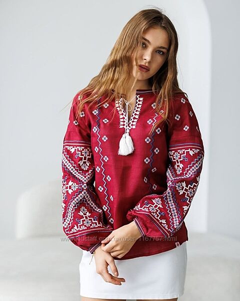Вишиванка жіноча 5023 бордова