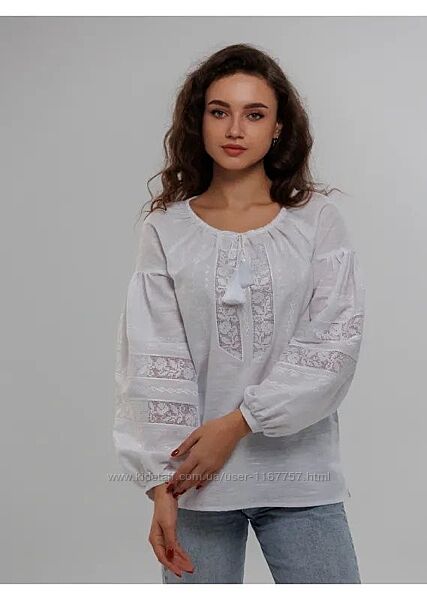 Блуза вишиванка жіноча льон білий