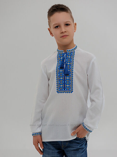 Вишиванка для хлопчика льон білий 