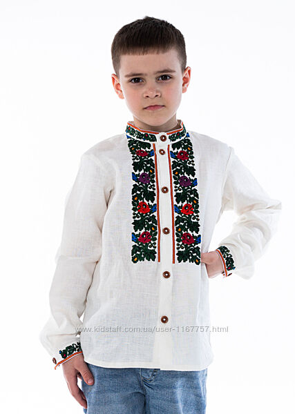 Вишиванка для хлопчика Х0102 льон вершковий