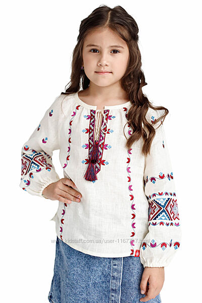 Вишиванка для дівчинки льон вершковий