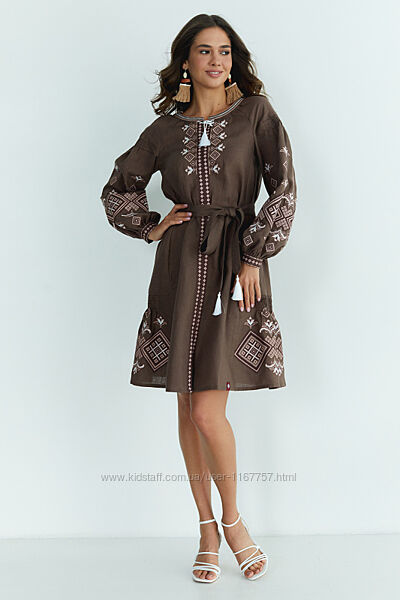 Сукня-вишиванка жіноча 5030 коричнева