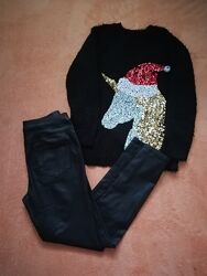 Комплект новогодний свитшот и лосины Next р 134-140 