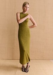 Брендова, блискуча оливкова сукня, розмір XS