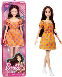 Кукла Barbie Fashionistas  160 с платьем с открытыми плечами в горошек