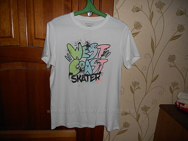 Белая хлопковая футболка in extenso на р/ 164-174 см, сост. отличн.