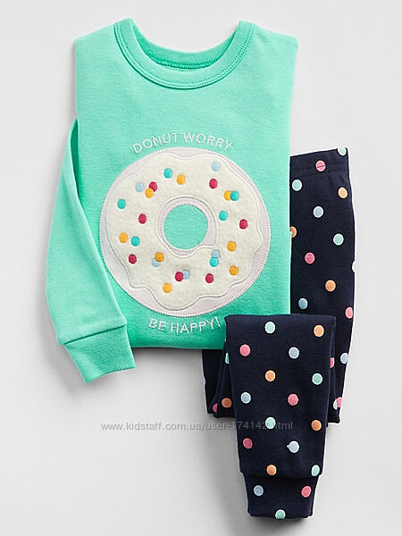 Пижама с пончиком на 5 лет, в наличии 2 шт, GAP Америка оригинал