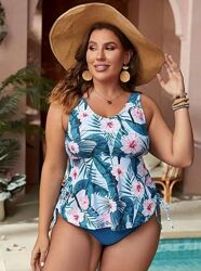 Sw1476 танкіні роздільний купальник з майкою плюс сайз