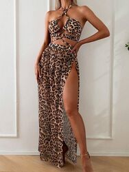 668 леопардовий роздільний купальник зі спідницею парео