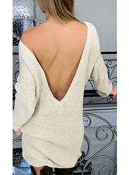 Стильный длинный свитер с глубоким вырезом на спине  