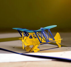 Обємна чоловіча листівка ручної роботи 3d літак Ukraine