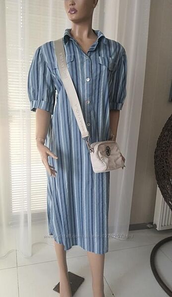 Платье-рубашка Италия хлопок сукня-сорочка у смужку