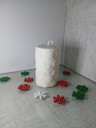 Свічка Різдвяна сніжинка з соєвого воску