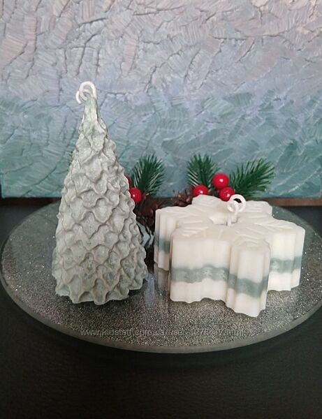 Набір новорічних свічок з соєвого воску