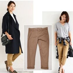 Брюки стрейч чинос короткие бананы штаны skinny mini khakis by gap