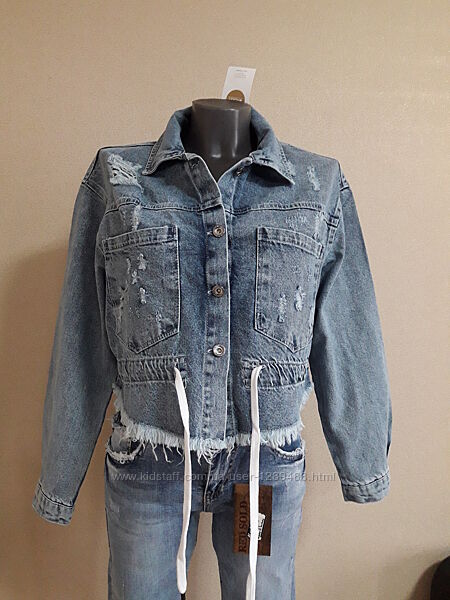 Новинка сезонаКрутой, молодежный, укороченный джинсовый жакет, куртка-оверс