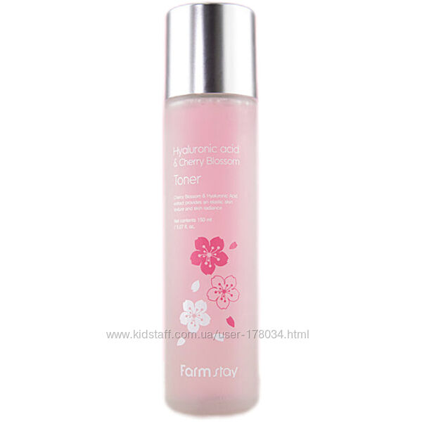 Тонер с экстрактом цветка сакуры Farmstay Hyaluronic Acid & Cherry Blossom