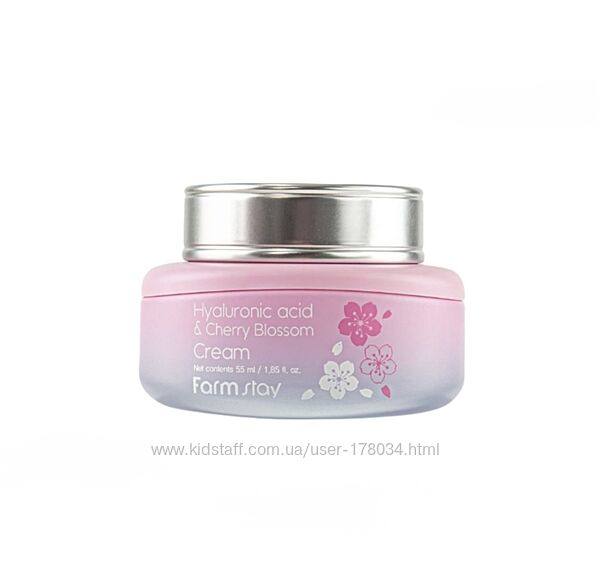 Крем для лица Farmstay Hyaluronic Acid & Cherry Blossom Cream - 55 мл