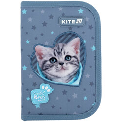 Пенал без наповнення Kite Studio Pets SP25-622-3, 1 відділення, 2 закоти  20,5х14х4  сірий