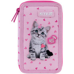 Пенал без наповнення Kite Studio Pets SP25-623, 2 відділення  20x12x4,5  рожевий