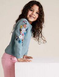 Текстурний світер з вишивкою Marks&Spencer на дівчинку 4-5 р. , 110 см зріст