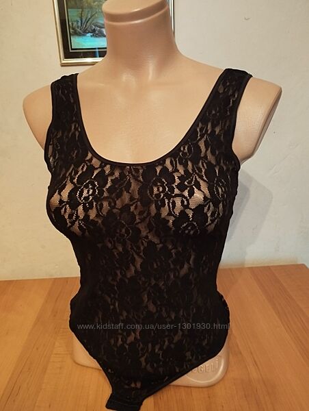Боді майка з кружева чорна