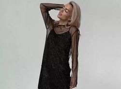 Эффектное прозрачное платье-туника сеточка/  стильна Nly Trend