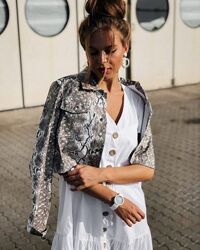 Куртка джинсова зміїний принт Denim Co