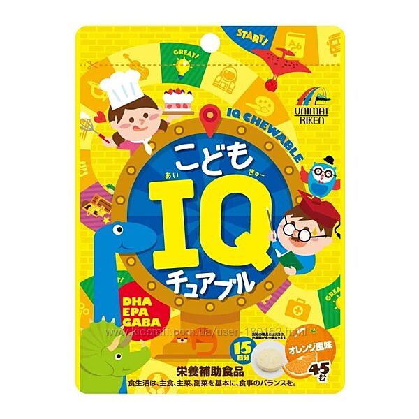 Unimat Riken Дитячі вітаміни для мозкової діяльності Kids IQ 45 шт на 15 дн