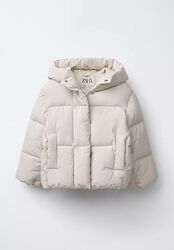 Пуфер zara укорочена куртка Zara з капюшоном куртка Zara для дівчинки 8/9 р