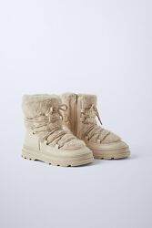 чоботи Zara з штучним хутром і шнурками чобітки Zara 32,34,36 розмір сапоги