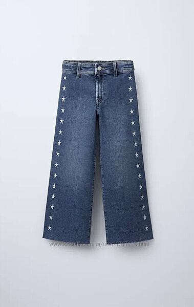 широкі джинси Zara на дівчинку 12/13 років джинси Zara збоку з зірочками