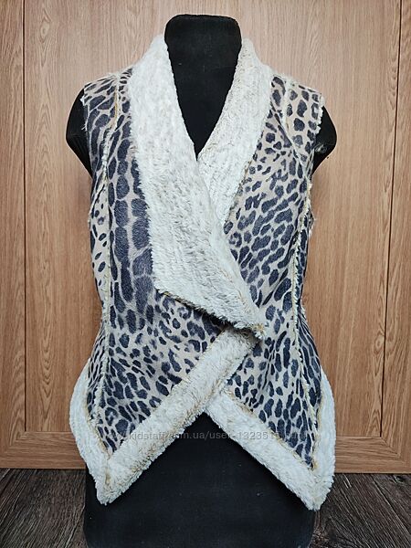 тёплый меховой жилет жилетка лео принт / Free Soul - M/наш 42р