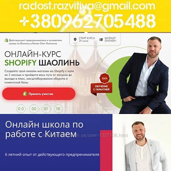 2 курса Олег Киктенко Shopify Шаолинь Пакет Премиум 2024 Китайский привет М