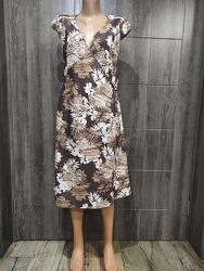 Льняное натурально платье с запахом, на запах