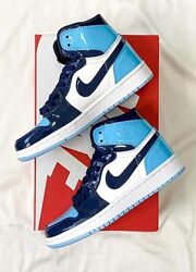 Високі кросівки хайтопи Nike Air Jordan retro 1 high patent blue24,5см