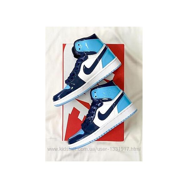 Високі кросівки хайтопи Nike Air Jordan retro 1 high patent blue24,5см