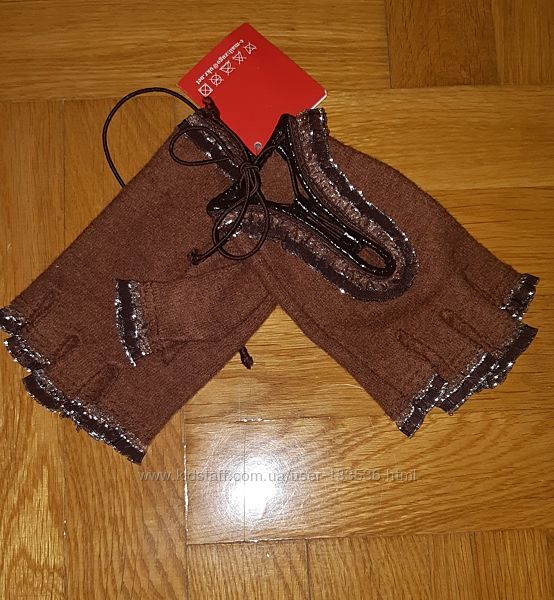Перчатки, митенки кожа, шерсть