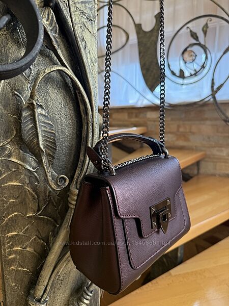 genuine leather маленькая женская сумка через плечо трапеция цепочка тверда