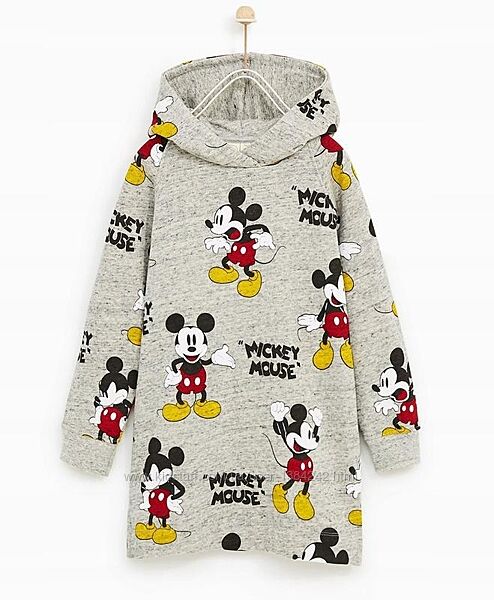 Мультяшное платье худи с Микки Маус Zara Mickey Mouse Disney.