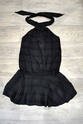 Платье черное вечернее s m мини с открытыми плечами италия клетка