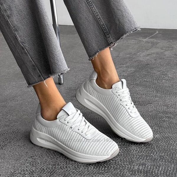 Дихаючі білі шкіряні кросівки белые кожаные кроссовки 36-40р код 11098