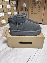 Сірі уггі платформа, натуральна замша, серые угги 36-41р код 3128