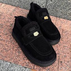 Трендові утеплені лофери чорні, натур. замша, зимові черевики 36-41р к 712