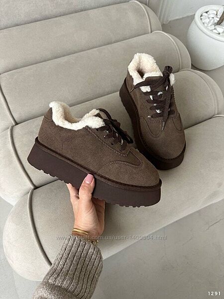Сноубутси на шнурівці, колір-шоколад, зимові черевики 37р-24см код 1291