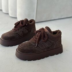 Зимові черевики шоколад, хутро teddy зимові ботінки шоколад 36-40р код 1340